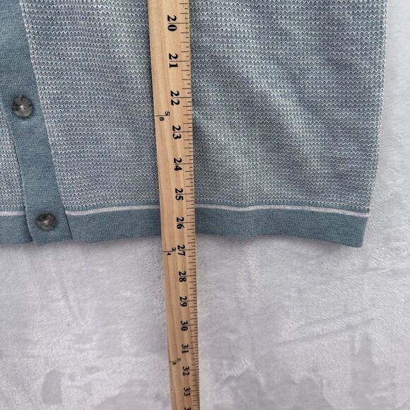 Marine Layer Wyatt Polo Shirt Mens M Blue Knit Merino Wool Blend Stretch Pocket - Picture 8 of 11